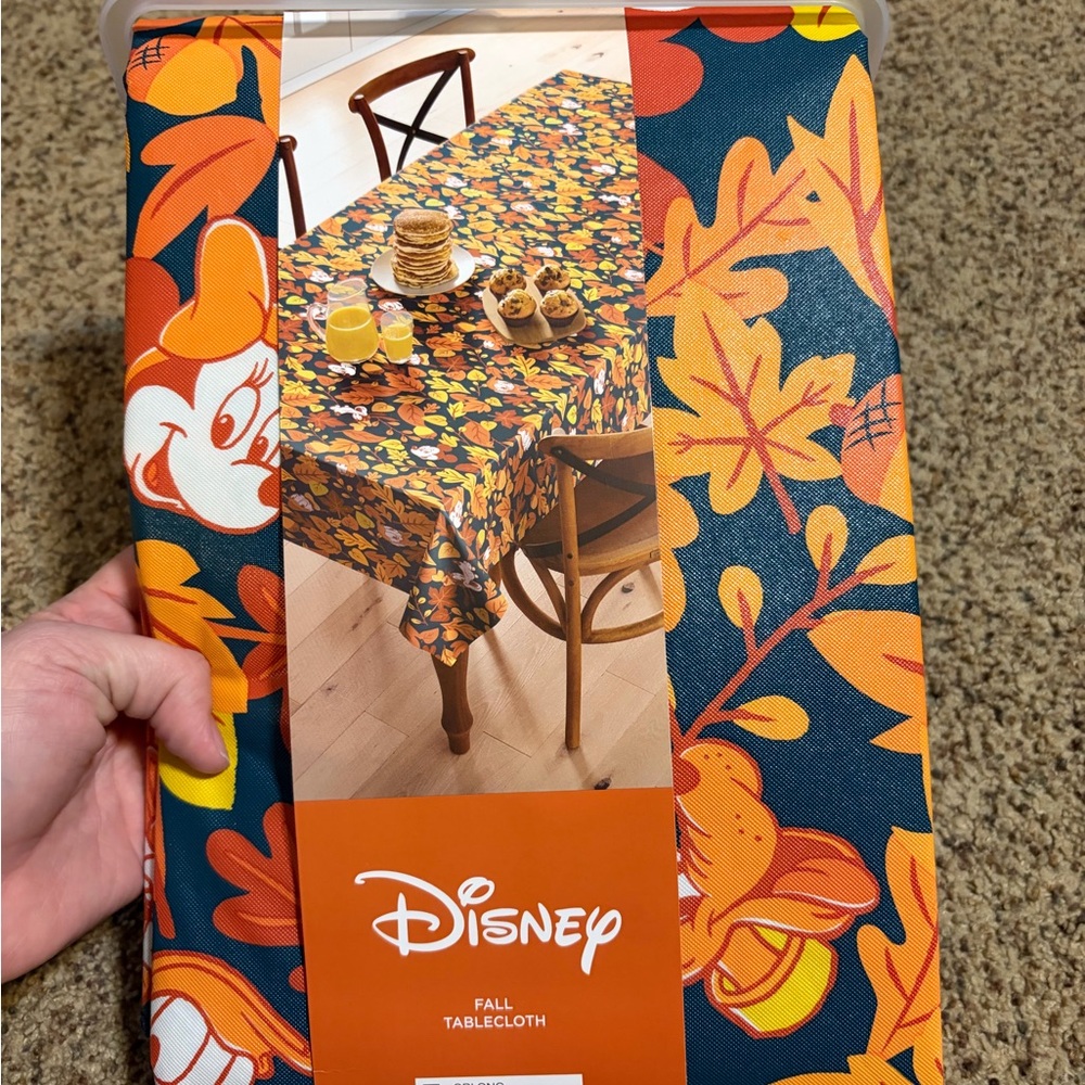 Disney Autumn Leaves Tablecloth - Orange and Navy